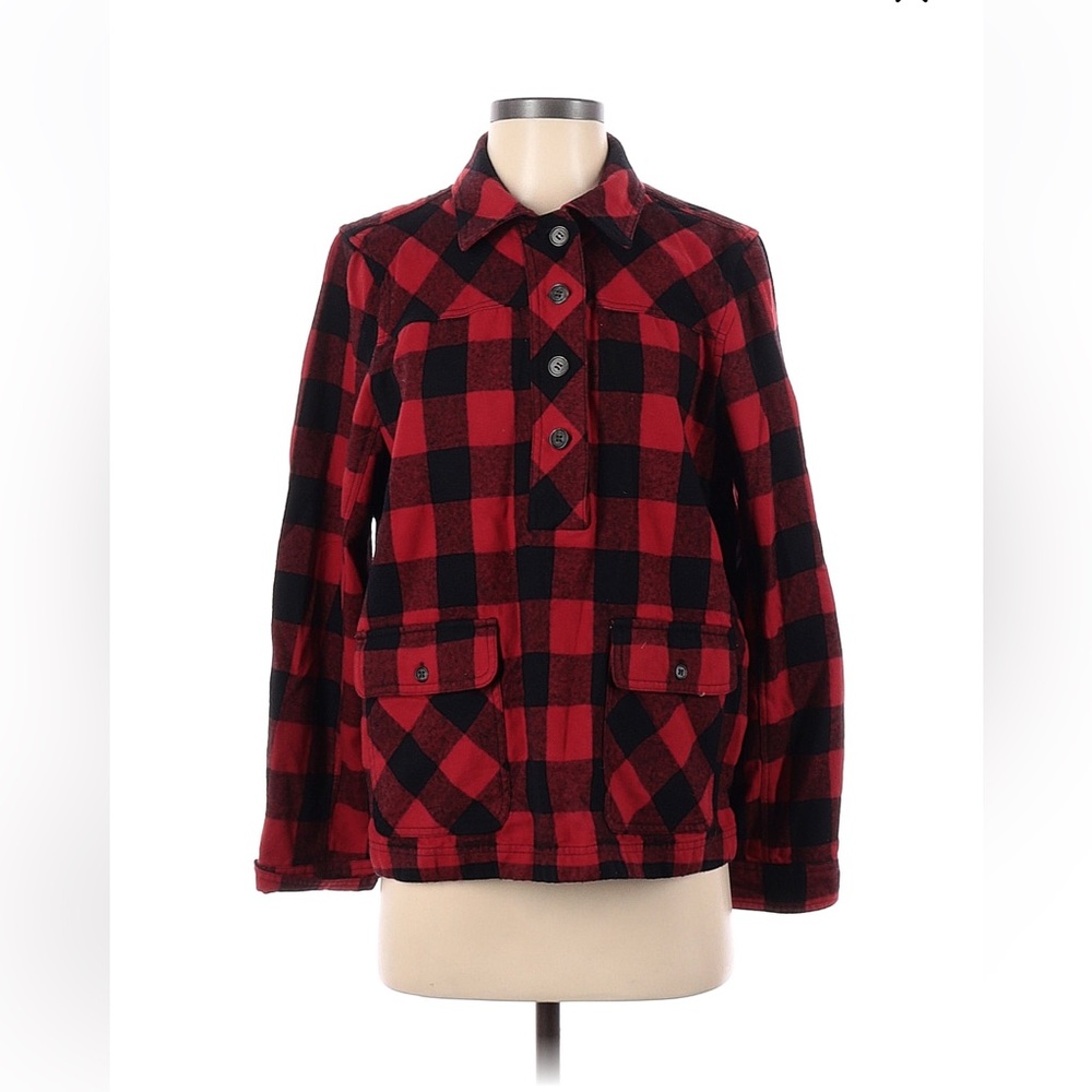 J crew women’s wool  blend Red and Black Plaid pullover